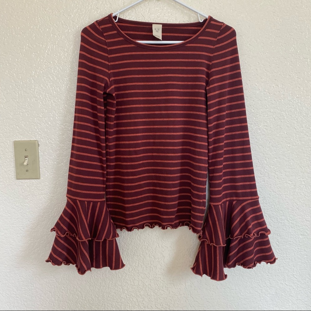 Free People Good Find Bell Sleeve Ruffle Top
